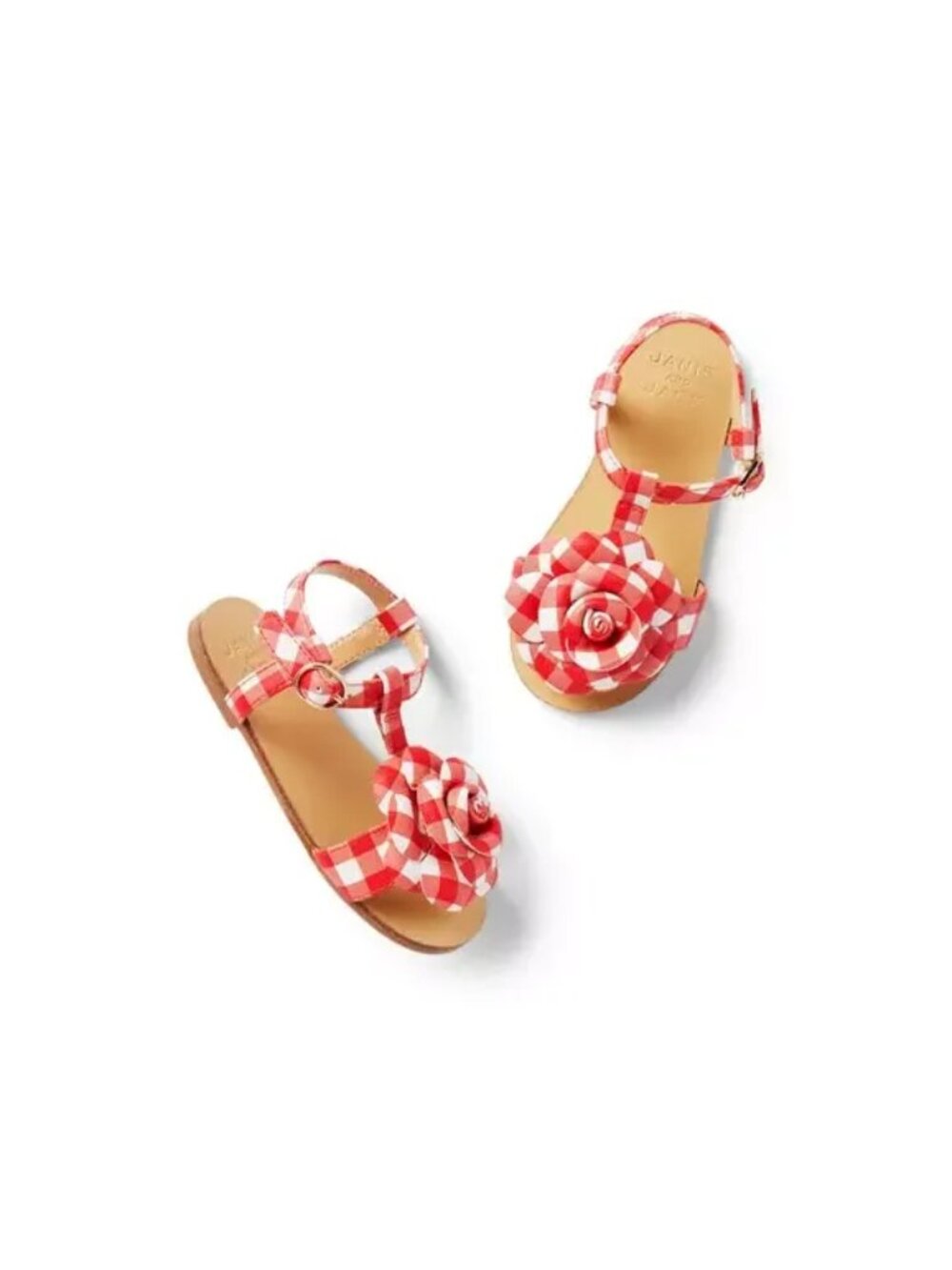 Janie and Jack Red Gingham Rosette Sandals, Size 7
